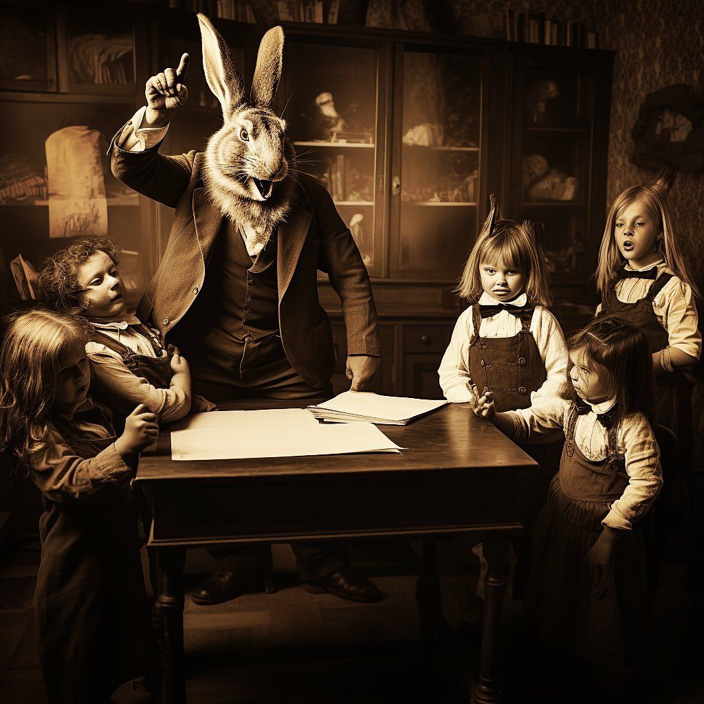 Rabbit Teacher in a Classroom with Children